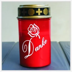 LED Grablicht "Danke" in rot oder weiß inklusive Batterien - elektrisches Grablicht mit Beschriftung