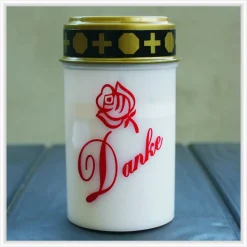 LED Grablicht "Danke" in rot oder weiß inklusive Batterien - elektrisches Grablicht mit Beschriftung