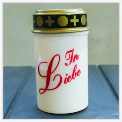 LED Grablicht "In Liebe" in rot oder weiß inklusive Batterien - elektrisches Grablicht mit Beschriftung