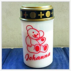 LED Grablicht "Teddybär" in rot oder weiß inklusive Batterien - elektrisches Grablicht mit Namen