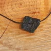 Lederbandkette - zum Beduften- mit schwarzem Lava-Trommelstein Freiform unisex