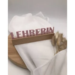 Lehrerin Geschenk Schulabschluss – 3D-Druck Deko mit Holzsockel „Lehrerin mit Klasse“