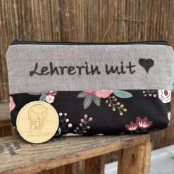 Lehrerin mit Herz - Schlampermäppchen türkis | Stiftemappe Geschenkidee