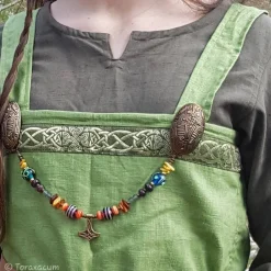 Leinen Wikinger Kleid, grünes Schürzenkleid, Mittelalter Gewandung, LARP, SCA, Cosplay Kostüm, Toraxacum