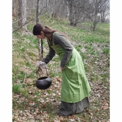 Leinen Wikinger Kleid, grünes Schürzenkleid, Mittelalter Gewandung, LARP, SCA, Cosplay Kostüm, Toraxacum