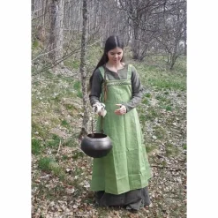 Leinen Wikinger Kleid, grünes Schürzenkleid, Mittelalter Gewandung, LARP, SCA, Cosplay Kostüm, Toraxacum