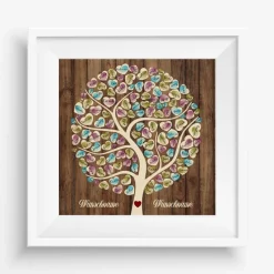 Leinwand Gästebuch Hochzeit personalisiert 50x50 cm – Fingerabdruck Baum – Unvergessliche Hochzeitsidee & Geschenk