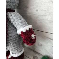 Leni die Schneemaus – handgehäkelte Wintermaus, ca. 31 cm