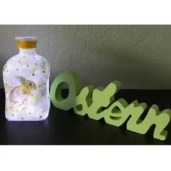 Leuchtflasche Ostern Dekoflasche upcycling  Unikat - Happy Easter Hase