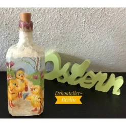 Leuchtflasche Ostern Dekoflasche upcycling  Unikat - Osterküken