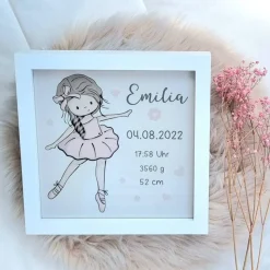 Leuchtrahmen Geschenk Geburt Baby Geburtsdaten Ballerina Ballet