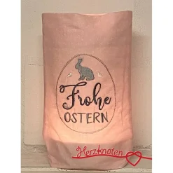 Lichtbeutel, Lichterbeutel, Ostern, Windlicht, Hasen, Herz, bestickt, Licht, Kerze, Lichterkette, Baumwollstoff