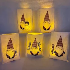 Lichtbeutel mit Gnom, verschiedene Motive, Tischdekoration, Dekoration, Lichterbeutel, Zwerg, Gnome, Winterzeit