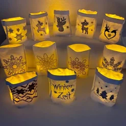 Lichtbeutel mit Winter-Motiven, verschiedene Designs, Tischdekoration, Dekoration, Lichtsack, Winterzeit, Mandala
