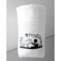 Lichtbeutel Utensilo Vasenhuse Ostern Mädchen mit Osterlamm GESTICKT Leinen.