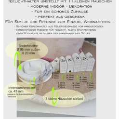 Lichterkranz Teelichthalter Häuserkranz mit 11 Minihäusern aus Raysin