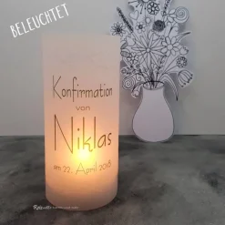 Lichthülle Konfirmation, Kommunion oder Firmung mit individuellem Spruch