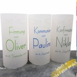 Lichthülle Konfirmation, Kommunion oder Firmung mit individuellem Spruch