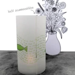 Lichthülle Taufe bunte Fische – personalisierbare Deko aus Transparentpapier