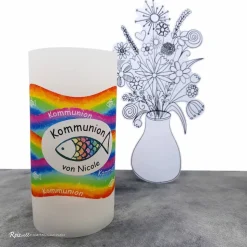 Lichthülle zur Kommunion Regenbogen Fisch