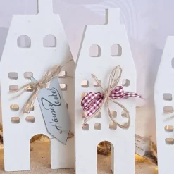 Lichthäuser Grachtenhäuser im 2 er Set | weiße Raysin Deko Häuser | Stadthäuser | Geschenkidee | Hygge Scandi style