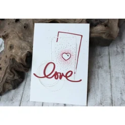 Liebeskarte zur Hochzeit & Valentinstag – Handgemachte Karte mit Herzmotiv, A6, rot-weiß