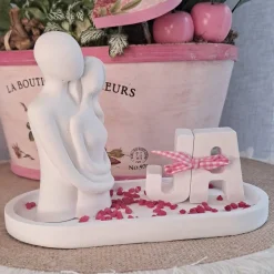 Liebespaar Brautpaar auf Tablett | Geschenk für Paare | Hochzeitsgeschenk | Scandi Style | moderne Raysin Deko weiß