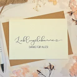 Lieblingshebamme Danke Karte – Hochwertige Geschenkkarte mit Umschlag – Minimalistische Dankeskarte für Hebammen