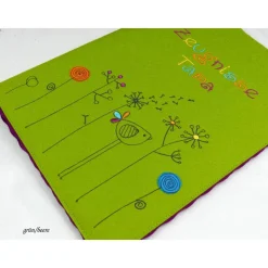 Lila Zeugnismappe personalisiert aus Filz – Geschenk zum Schulanfang für Mädchen