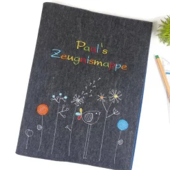 Lila Zeugnismappe personalisiert aus Filz – Geschenk zum Schulanfang für Mädchen