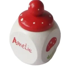 Lockendose,Holzdose mit Schraubverschluss   „Fliegenpilze“ weiß rot