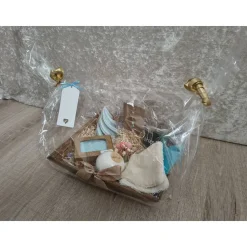 Lotus Geschenkset – Handgemachte Lotusseife, Badekugel, Badesalz, Kräuterkissen, Kerze, Abschminkpads, Schutzengel