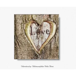 LOVE Baumherz, Romantisches Wandbild auf Holz Leinwandbild Kunstdruck Wanddeko im rustikalen Shabby Landhausstil kaufen