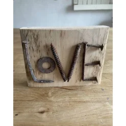 Love kleines Holzschild mit Botschaft, Upcycling, Spruchschild, kleines Geschenk