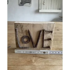 Love kleines Holzschild mit Botschaft, Upcycling, Spruchschild, kleines Geschenk