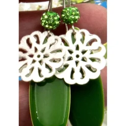Lässige elegante Ohrhänger aus Emaille & Silber in Grün – Geschenkidee für Frauen