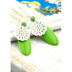 Lässige elegante Ohrhänger aus Emaille & Silber in Grün – Geschenkidee für Frauen