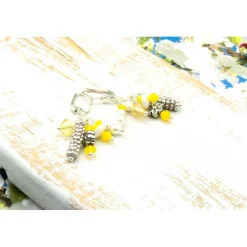 Lässige handgemachte gelbe bohemian hippie Glas Ohrhänger – Brautschmuck, Hochzeit, Unikat & Geschenkidee