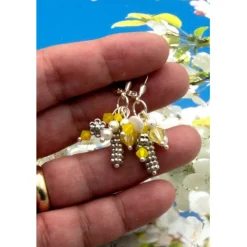 Lässige handgemachte gelbe bohemian hippie Glas Ohrhänger – Brautschmuck, Hochzeit, Unikat & Geschenkidee