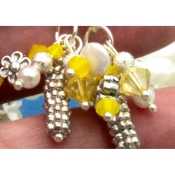 Lässige handgemachte gelbe bohemian hippie Glas Ohrhänger – Brautschmuck, Hochzeit, Unikat & Geschenkidee