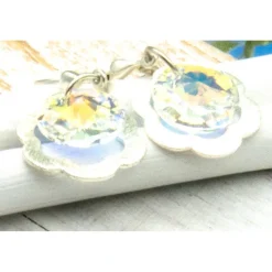 Lässige kleine Ohrhänger aus Glas & Silber in crystal – Geschenkidee für Frauen