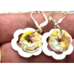 Lässige kleine Ohrhänger aus Glas & Silber in crystal – Geschenkidee für Frauen