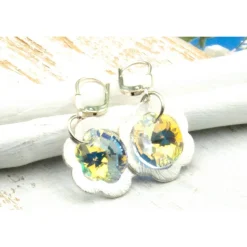 Lässige kleine Ohrhänger aus Glas & Silber in crystal – Geschenkidee für Frauen