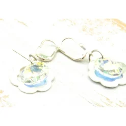 Lässige kleine Ohrhänger aus Glas & Silber in crystal – Geschenkidee für Frauen