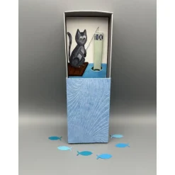Lustige Geldgeschenk-Box: Katze angelt Geldschein – Handgemachte Geschenkverpackung
