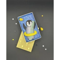 Lustige Pinguin Geschenkverpackung für Urlaub, Schwimmbad oder Therme Gutschein