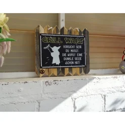 Lustiges Blechschild auf Altholz – „Grill Wars – vorsichtig du sein musst 35 x 25 cm