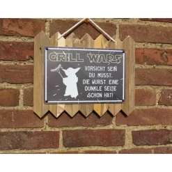 Lustiges Blechschild auf Altholz – „Grill Wars – vorsichtig du sein musst 35 x 25 cm