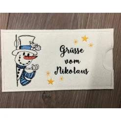 Lustiges Geschenk Schokihülle Schokoladenhülle/ Schokitasche/ Schokiverpackung Handarbeit Weihnachten gestickt