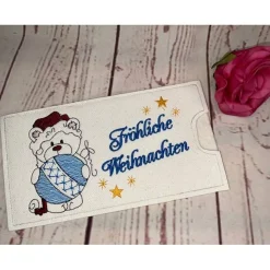 Lustiges Geschenk Schokihülle Schokoladenhülle/ Schokitasche/ Schokiverpackung Handarbeit Weihnachten gestickt